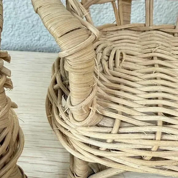 Vintage 70s Wicker Rattan Fashion Doll Furniture Set Patio Chairs & Table - Picture 6 of 6